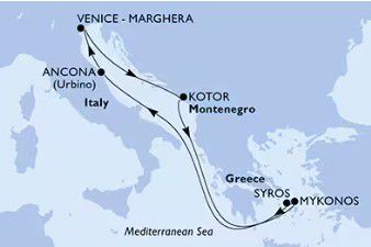 MSC Sinfonia East Mediterranean cruise route
